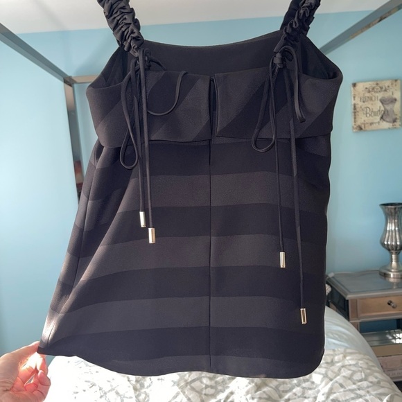 REBECCA VALLANCE Dolores Striped Satin Camisole Bias Straight Neck Ruffle Sz XS - Picture 6 of 12